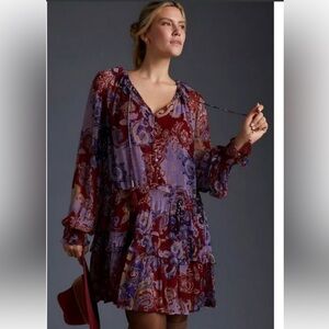 Anthropologie Maeve The Marais chiffon mini dress